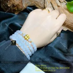 Chuỗi băng ngọc 108 hạt 6,5 ly mix charm vàng 24k