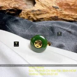 Nhẫn đồng điếu kim tiền Ngọc bích, vàng 18k - Ảnh 6