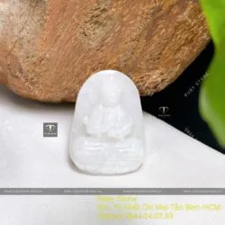 Phật bản mệnh ngọc Cẩm thạch trắng, KT 30mm