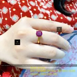 Nhẫn Ruby Nam Phi mài giác tròn, vàng 18k - Hình ảnh 6