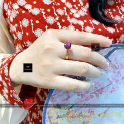 Nhẫn Ruby Nam Phi mài giác tròn, vàng 18k