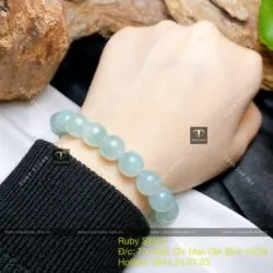 Vòng tay Phỉ Thuý xanh lý chất băng 10 ly - Hình ảnh 5
