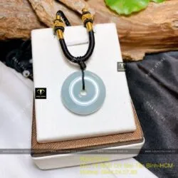 Đồng điếu ngọc cẩm thạch Myanmar màu lam, KT 26mm - Ảnh 3