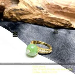 Nhẫn trái châu ngọc bích Canada, vàng 18k - Hình ảnh 2