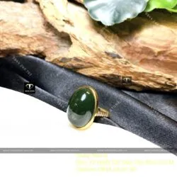 Nhẫn ngọc bích Canada xanh đậm, vàng 18k - Hình ảnh 8