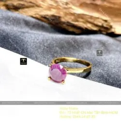 Nhẫn Ruby Nam Phi mài giác tròn, vàng 18k - Hình ảnh 2