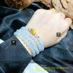 Chuỗi băng ngọc 108 hạt 6,5 ly mix charm vàng 24k