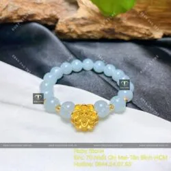 Vòng chuỗi ngọc Cẩm thạch lam nếp băng 8 ly - Hình ảnh 3