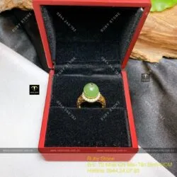 Nhẫn trái châu kim tiền Ngọc bích, vàng 18k - Hình ảnh 5