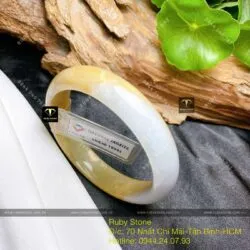 Vòng ngọc Cẩm thạch huyết tím lam Myanmar, ni tay 57mm (có sớ âm) - Hình ảnh 2