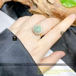 Nhẫn trái châu ngọc Cẩm thạch, vàng 18k - Hình ảnh 3