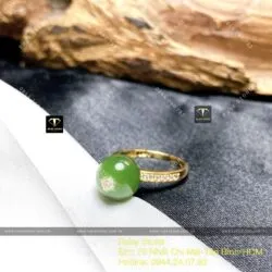Nhẫn trái châu ngọc bích Canada, vàng 18k - Hình ảnh 6