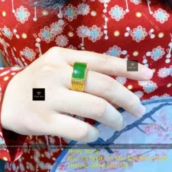 Nhẫn yên ngựa ngọc bích Canada xanh lá, vàng 18k - Ảnh 11