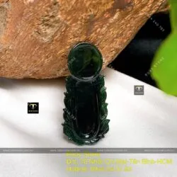 Phật A Di Đà Phỉ Thúy Mực Dục (Mặc Thuý), KT 37mm - Hình ảnh 7