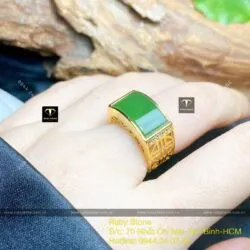 Nhẫn yên ngựa ngọc bích Canada, vàng 18k - Ảnh 3