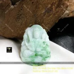 Hư không tạng bồ tát – Phật bản mệnh ngọc Cẩm thạch xanh lý táo, tuổi Sửu- Dần, KT 37mm