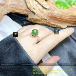 Nhẫn trái châu ngọc bích Canada, vàng 18k - Hình ảnh 4