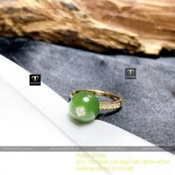 Nhẫn trái châu ngọc bích Canada, vàng 18k - Hình ảnh 5
