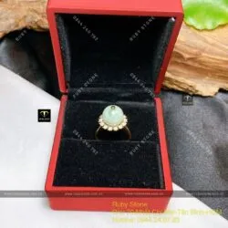 Nhẫn trái châu ngọc Cẩm thạch, vàng 18k - Hình ảnh 6