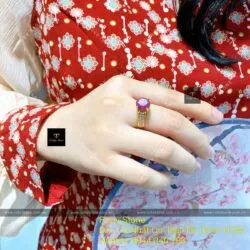 Nhẫn Ruby Nam Phi mài giác tròn 9.3 ly, vàng 18k - Hình ảnh 7