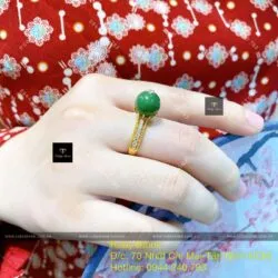Nhẫn trái châu ngọc bích Canada, vàng 18k - Hình ảnh 5