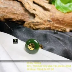 Nhẫn đồng điếu kim tiền Ngọc bích, vàng 18k - Ảnh 7