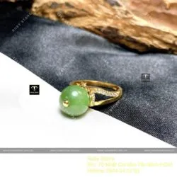 Nhẫn trái châu ngọc bích Canada, vàng 18k - Hình ảnh 2