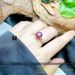 Nhẫn Ruby Nam Phi mài giác, vàng 18k - Hình ảnh 6
