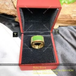 Nhẫn yên ngựa ngọc bích Canada xanh lá, vàng 18k - Ảnh 4