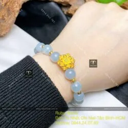 Vòng chuỗi ngọc Cẩm thạch lam nếp băng 8 ly - Hình ảnh 5
