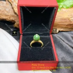 Nhẫn trái châu ngọc bích Canada, vàng 18k - Hình ảnh 4