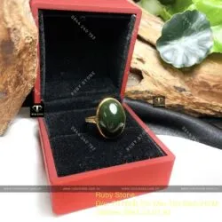 Nhẫn ngọc bích Canada xanh đậm, vàng 18k - Hình ảnh 6