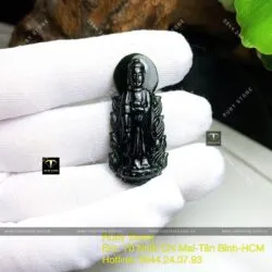 Phật A Di Đà Phỉ Thúy Mực Dục (Mặc Thuý), KT 37mm - Hình ảnh 5