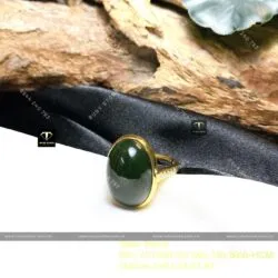 Nhẫn ngọc bích Canada xanh đậm, vàng 18k - Hình ảnh 7