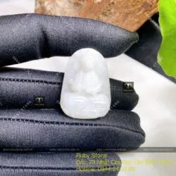 Phật bản mệnh ngọc Cẩm thạch trắng, KT 30mm