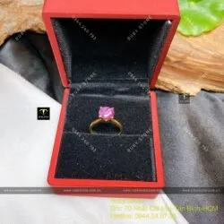 Nhẫn Ruby Nam Phi mài giác tròn, vàng 18k - Hình ảnh 5