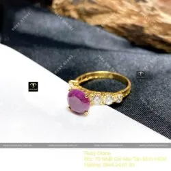 Nhẫn Ruby Nam Phi mài giác, vàng 18k - Hình ảnh 2