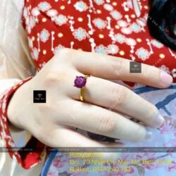 Nhẫn Ruby Nam Phi mài giác tròn, vàng 18k - Hình ảnh 7