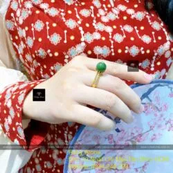 Nhẫn trái châu ngọc bích Canada, vàng 18k - Hình ảnh 7