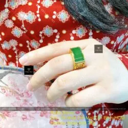 Nhẫn yên ngựa ngọc bích Canada, vàng 18k - Ảnh 8