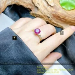 Nhẫn Ruby Nam Phi mài giác, vàng 18k
