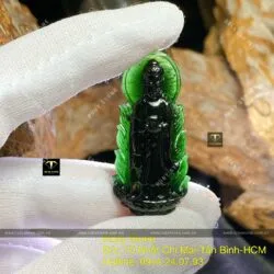 Phật A Di Đà Phỉ Thúy Mực Dục (Mặc Thuý), KT 37mm - Hình ảnh 8
