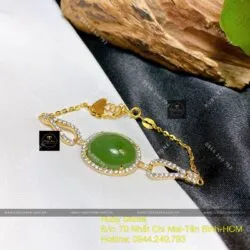 Lắc tay Oval ngọc bích Nga, vàng 18k Lắc tay Oval ngọc bích Nga, vàng 18k