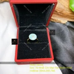 Nhẫn đồng điếu ngọc Cẩm thạch, vàng 18k - Ảnh 5