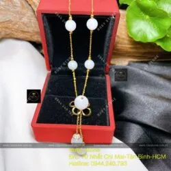 Dây chuyền ngọc Cẩm thạch trắng (Bạch ngọc), vàng 18k - Ảnh 4
