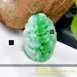 Phật Quán Thế Âm Bồ Tát ngọc cẩm thạch xanh lý táo, KT 43mm