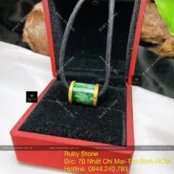 Mặt dây Lu thống ngọc Cẩm thạch, vàng 18k - Hình ảnh 4