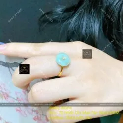 Nhẫn đồng điếu ngọc Cẩm thạch, vàng 18k - Ảnh 6