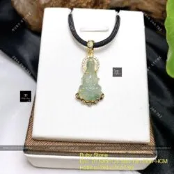 Phật Quán Thế Âm Bồ Tát băng ngọc, KT 25mm, vàng 18k - Ảnh 3
