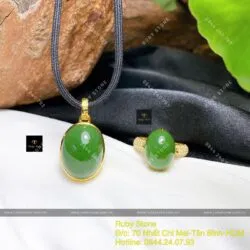 Bộ trang sức Ngoc Bích Canada lên vàng 18k - Ảnh 2